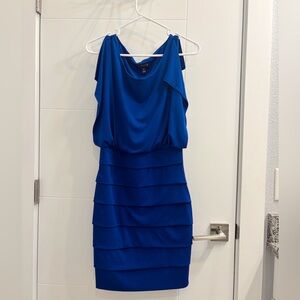 Blue Sleeveless Layered Mini Dress